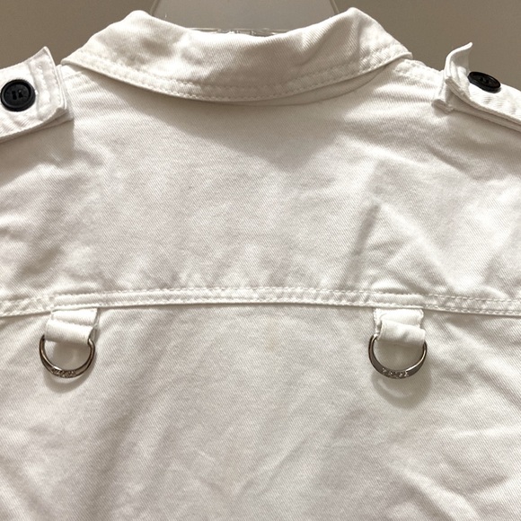 TRIPP NYC LG. WHITE & BLACK BIKER/MOTO JACKET~ZIPPERS, STRAPS, STUDS & CLASPS - Picture 8 of 15